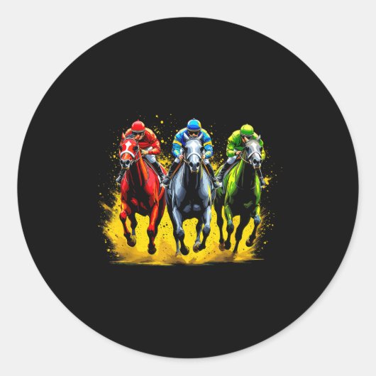 Sticker Rond Tenue de course de chevaux scène de course dynamiq (Devant)