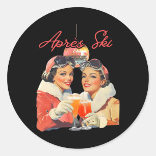 Sticker Rond Tenue de l'après-ski des années 80 Hommes Femmes S