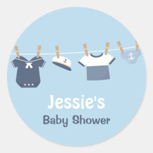 Sticker Rond Tenue de Marin Baptême Marin Bébé