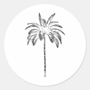 Sticker Rond Tenue de plage Palm Beachwear Surfing Aloha Rétro