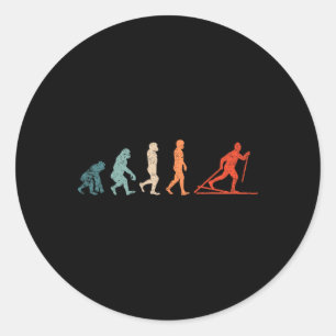 Sticker Rond Tenue de ski de fond Evolution Xc drôle de ski