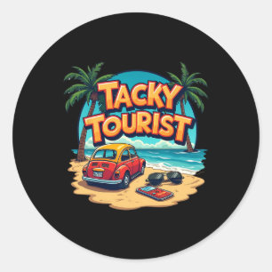 Sticker Rond Tenue de touriste ringarde de vacances Costume de