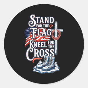 Sticker Rond Tenue pour drapeau à genoux croix