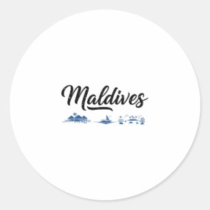 Sticker Rond Tenues de vacances de voyage de Maldives Skyline