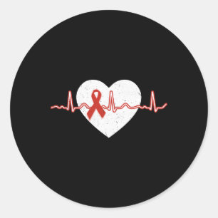 Sticker Rond Tenues du Mois de la maladie cardiaque Jour rouge