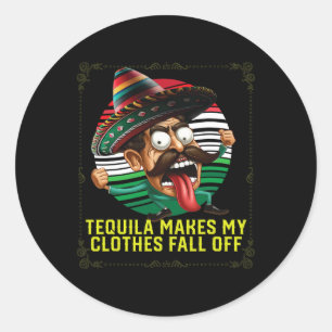 Sticker Rond Tequila Met Mes Vêtements Tomber Du Tequil Alcooli