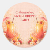Sticker Rond Tequila Sunrise Miami Weekend Bachelorette Party (Devant)