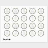 Sticker Rond TERA Fall Green Baby shower Citrouille blanc (Feuille)