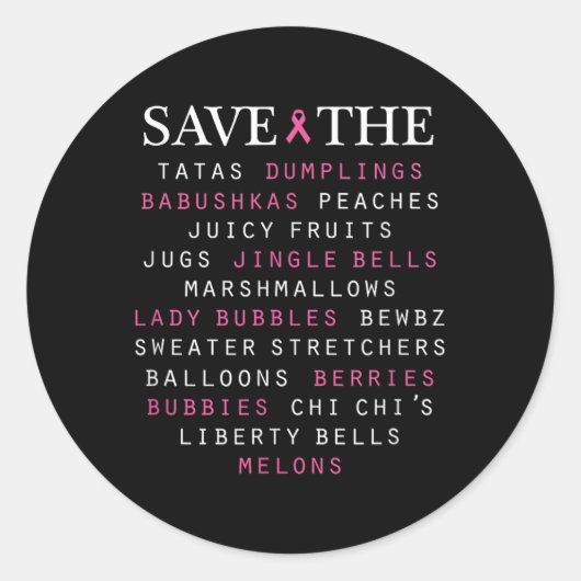 Sticker Rond Termes d'argot de sensibilisation au cancer du sei (Devant)