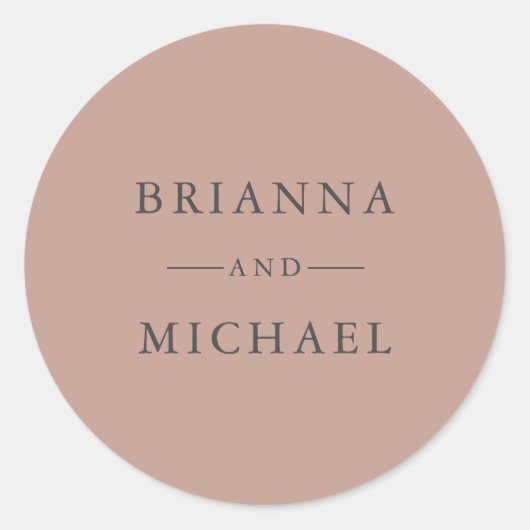 Sticker Rond Terra-Cotta Simple mariage élégant mariée et chamb (Devant)
