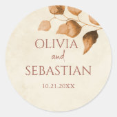 Sticker Rond Terracotta Automne quitte Boho Mariage de automne (Devant)