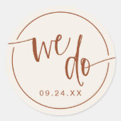 Sticker Rond Terracotta Beige Nous Faisons Mariage Enveloppe Ph (Devant)