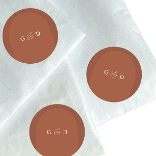 Sticker Rond Terracotta Boho Coriander Monogramme Mariage éléga