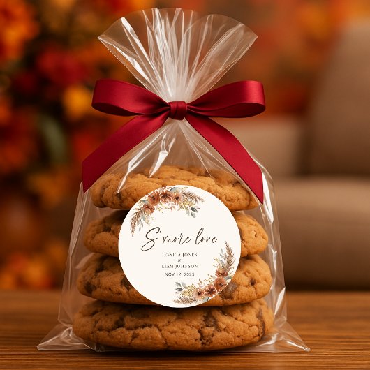 Sticker Rond Terracotta Boho Fall Floral Mariage Smore Faveurs