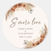 Sticker Rond Terracotta Boho Fall Floral Mariage Smore Faveurs (Devant)
