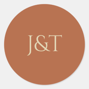 Sticker Rond Terracotta Boho Mariage Couple Monogramme