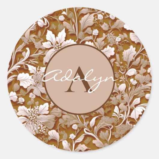 Sticker Rond Terracotta Burnt Orange Boho botanique moderne (Devant)