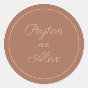 Sticker Rond Terracotta Burnt Orange Fall Bride Nom de la chamb