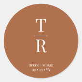 Sticker Rond Terracotta Chic Monogrammed Mariage Faveur (Devant)