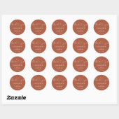 Sticker Rond Terracotta Coeur Script Merci Mariage Faveur (Feuille)