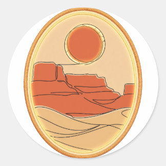 Sticker Rond Terracotta Désert Soleil — Art en ligne minimalist