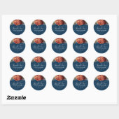 Sticker Rond Terracotta et Bleu Marine Merci Floral (Feuille)