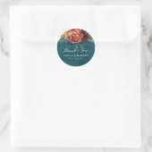 Sticker Rond Terracotta et bleu sarcelle Merci Floral (Sac)