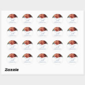 Sticker Rond Terracotta et Mariage floral bleu marine (Feuille)
