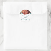 Sticker Rond Terracotta et Turquoise Mariage floral (Sac)