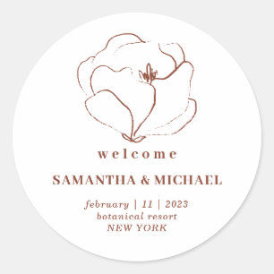 Sticker Rond Terracotta Fleur Indie Rustique Bienvenue Mariage