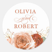 Sticker Rond Terracotta Mariage Moderne Floral Boho (Devant)