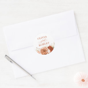 Sticker Rond Terracotta Mariage Moderne Floral Boho