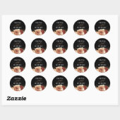 Sticker Rond Terracotta Mariage Moderne Floral Boho Noir (Feuille)