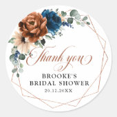 Sticker Rond Terracotta Marine Bleu Vert Merci géométrique (Devant)