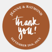 Sticker Rond Terracotta Merci Calligraphie Mariage Faveur (Devant)