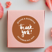 Sticker Rond Terracotta Merci Calligraphie Mariage Faveur