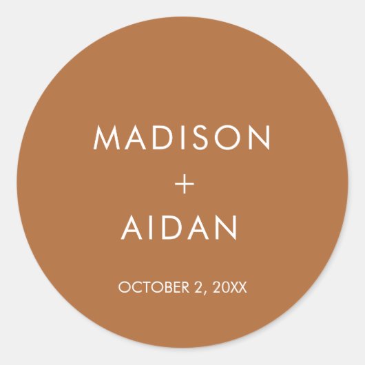 Sticker Rond Terracotta Minimaliste Mariage Faveurs (Devant)