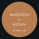 Sticker Rond Terracotta Minimaliste Mariage Faveurs<br><div class="desc">Un Mariage Minimaliste En Terracotta Privilégie Un Sticker Rond Classique. Ces autocollants sont parfaits pour ajouter aux faveurs ou à toute autre partie de votre mariage.</div>