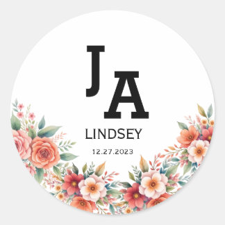 Sticker Rond Terracotta Moderne Minimaliste Mariage Classique R