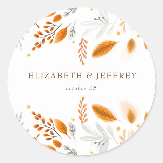 Sticker Rond Terracotta moderne Script Mariage de automne éléga (Devant)