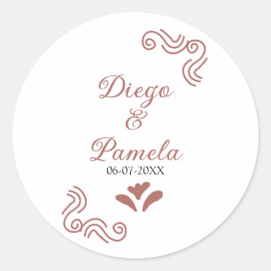 Sticker Rond Terracotta noir rustique espagnol mariage couple f