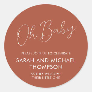Sticker Rond Terracotta Oh Baby Script Minimal