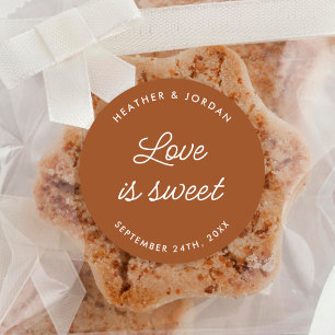Sticker Rond Terracotta Rust Love Is Sweet Wedding Faveurs