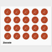 Sticker Rond Terracotta Simple Monogramme Moderne Minimal Scrip (Feuille)
