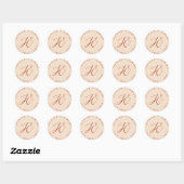 Sticker Rond Terracotta Simple Monogramme Moderne Minimal Scrip (Feuille)