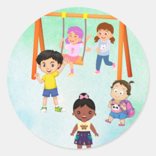 Sticker Rond Terrain de jeux scolaire