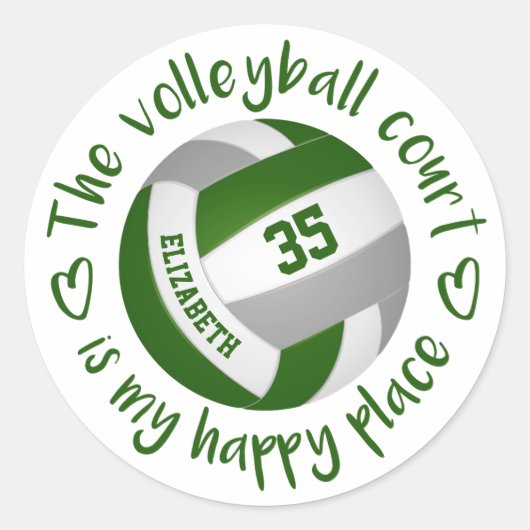 Sticker Rond terrain de volley-ball gris vert ceint mon endroit (Devant)
