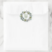 Sticker Rond Terrain vert rustique Mariage Floral Wreath (Sac)