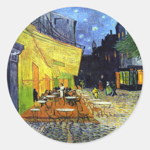 Sticker Rond Terrasse de café la nuit par Vincent van Gogh 1888