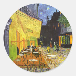 Sticker Rond Terrasse du café la nuit de Van Gogh